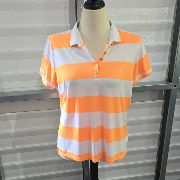 Ralph Lauren Orange and White Fitted Polo Button Down Shirt - Picture 1 of 15
